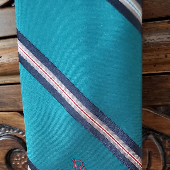 ⭐DIOR | Vintage Green Logo Striped Tie Spring Wedding Easter Graduation Party - Picture 14 of 16